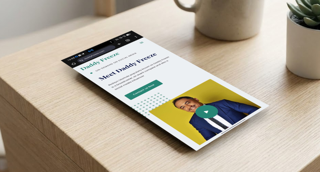 Daddy Freeze Mobile View Mockup